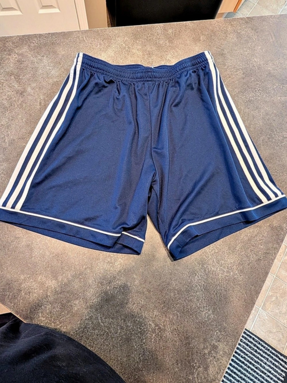 adidas Climalite 3-Stripes Athletic Shorts Blue & White Large